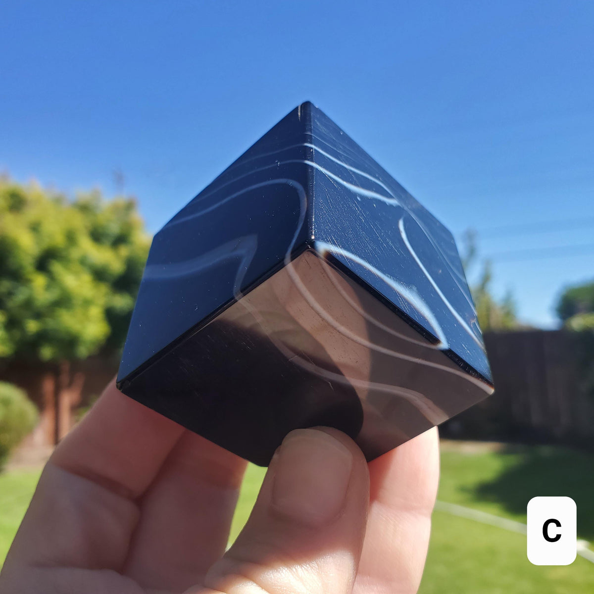 Banded Black Agate Cube - Grounding, Protection, Peace, Centering, New Beginnings - Agate Crystal Cube Healing Gemstone