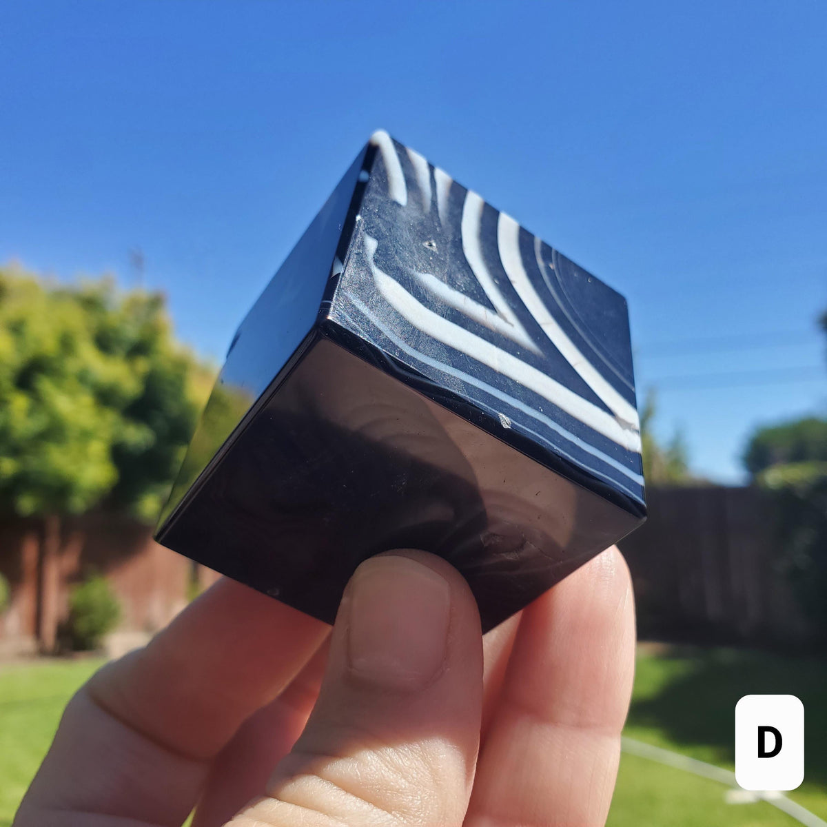 Banded Black Agate Cube - Grounding, Protection, Peace, Centering, New Beginnings - Agate Crystal Cube Healing Gemstone