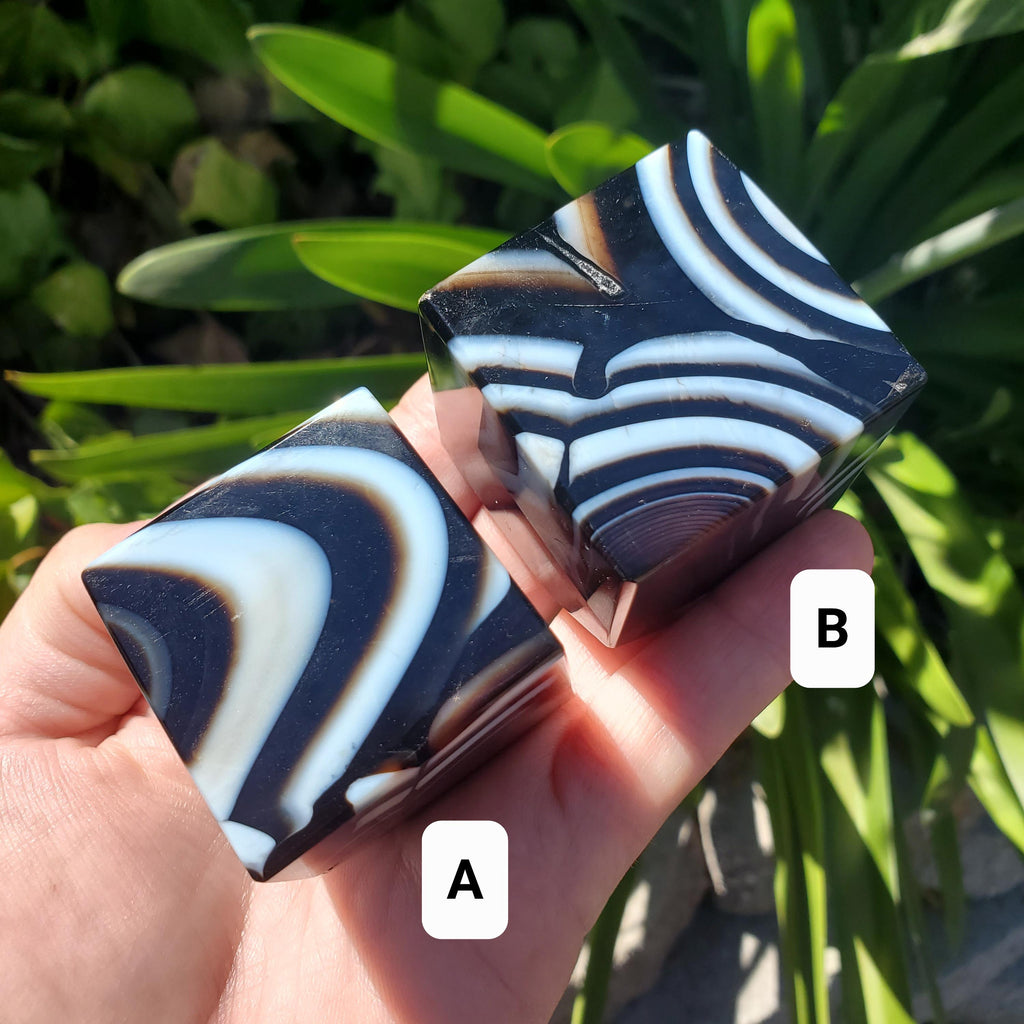 Banded Black Agate Cube - Grounding, Protection, Peace, Centering, New Beginnings - Agate Crystal Cube Healing Gemstone