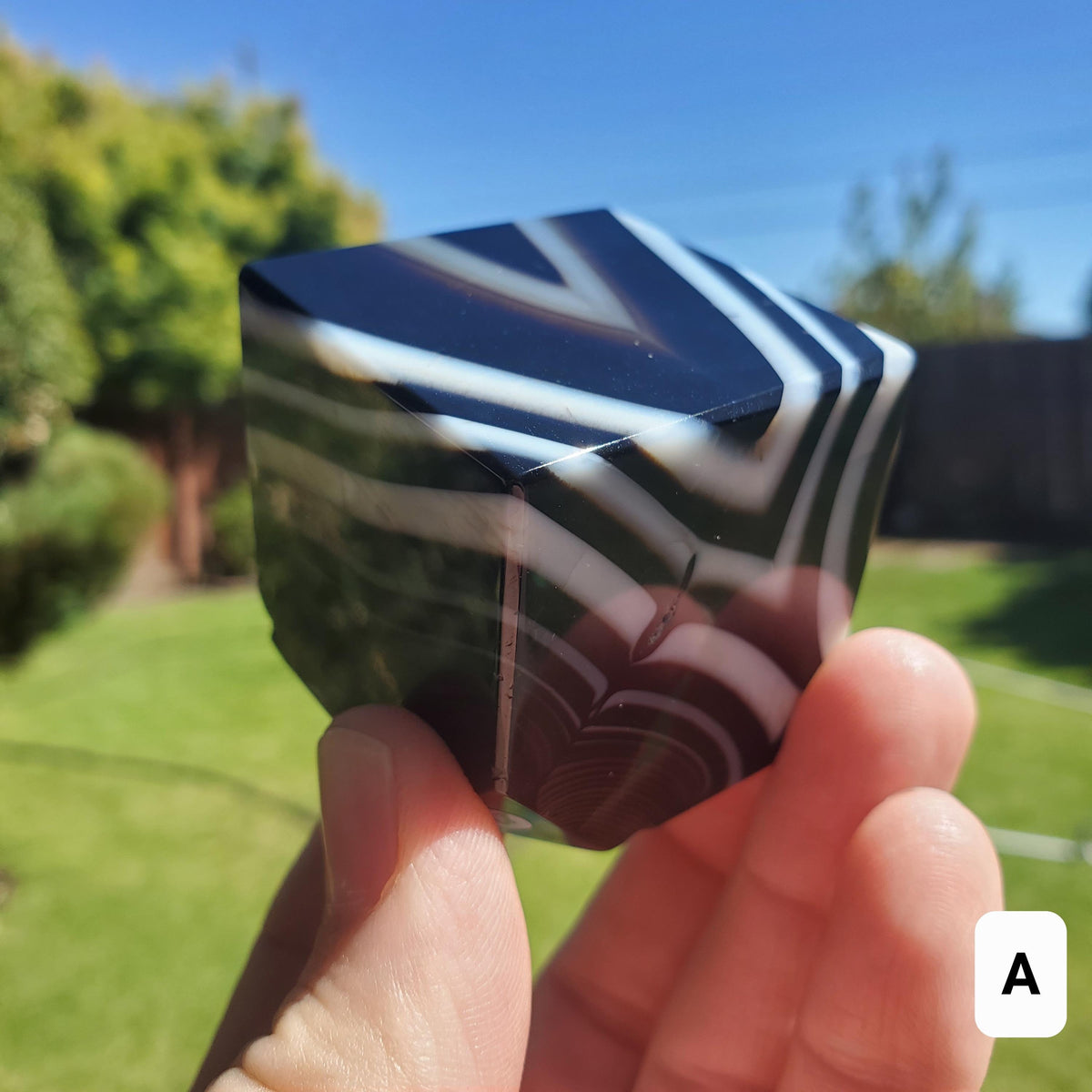 Banded Black Agate Cube - Grounding, Protection, Peace, Centering, New Beginnings - Agate Crystal Cube Healing Gemstone