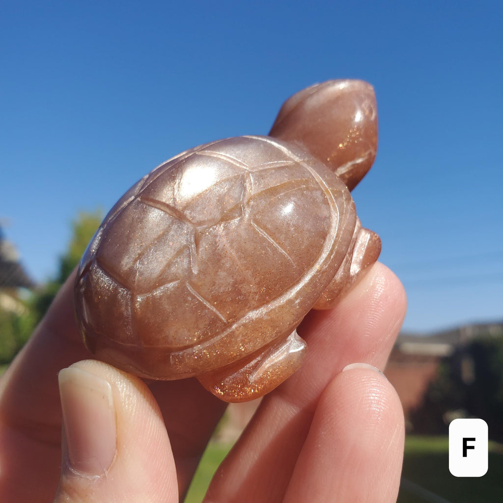 Sunstone Turtle - Uplifting, Excitement, Creativity, Carries Energy of the Sun - Flashy Crystal Turtle Healing Gemstone