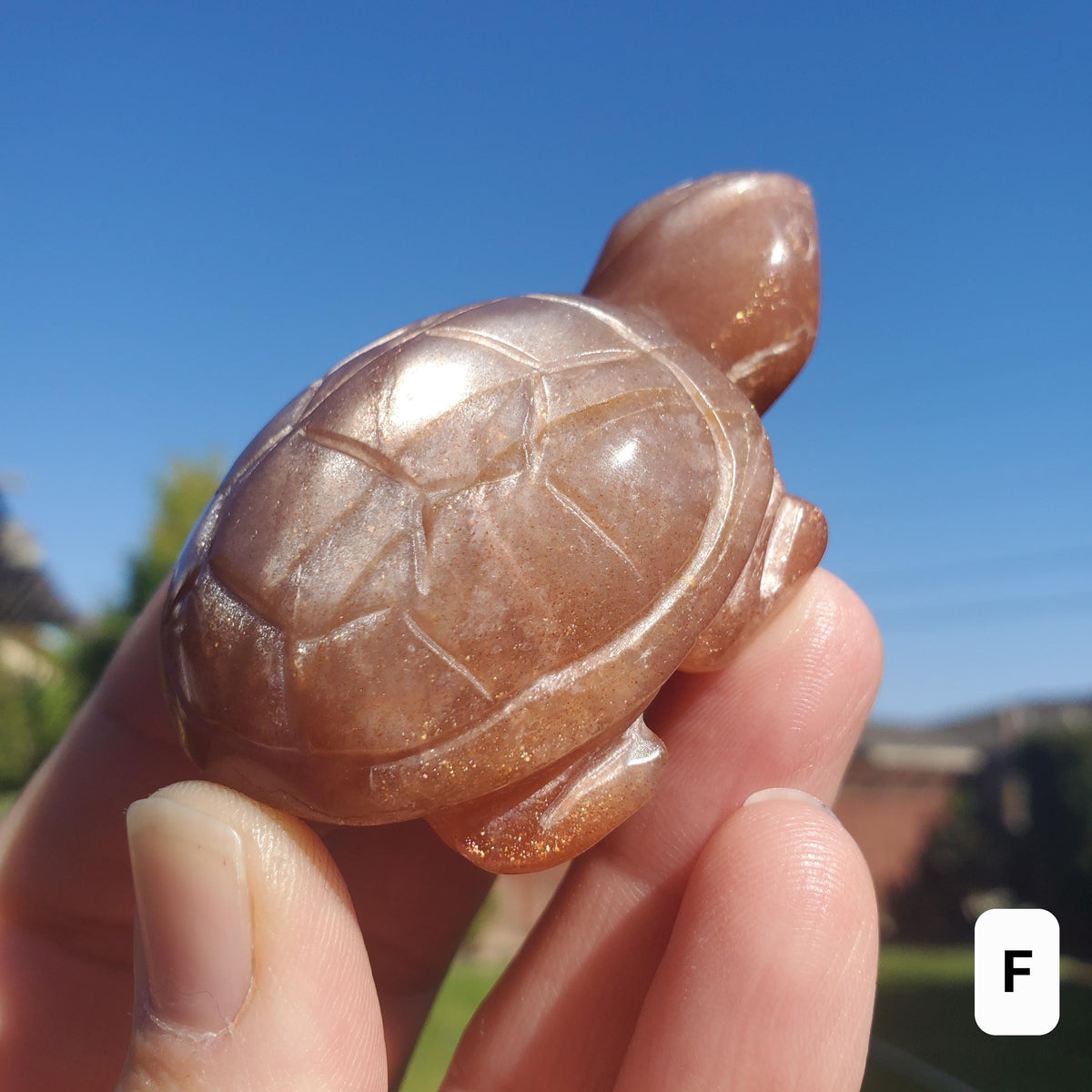 Sunstone Turtle - Uplifting, Excitement, Creativity, Carries Energy of the Sun - Flashy Crystal Turtle Healing Gemstone