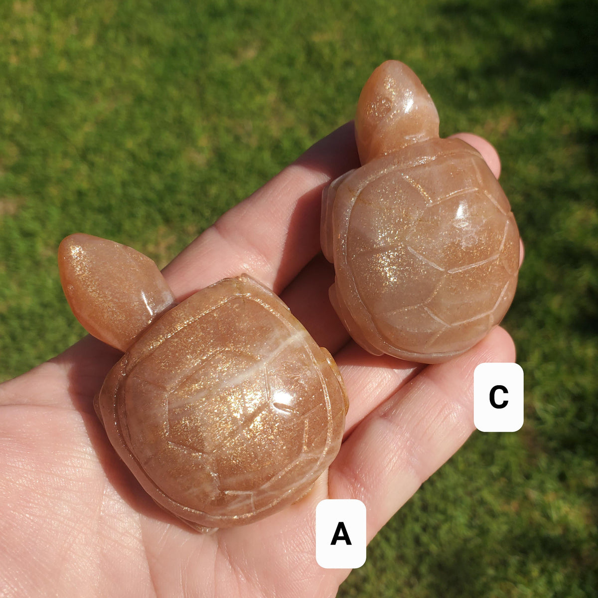 Sunstone Turtle - Uplifting, Excitement, Creativity, Carries Energy of the Sun - Flashy Crystal Turtle Healing Gemstone