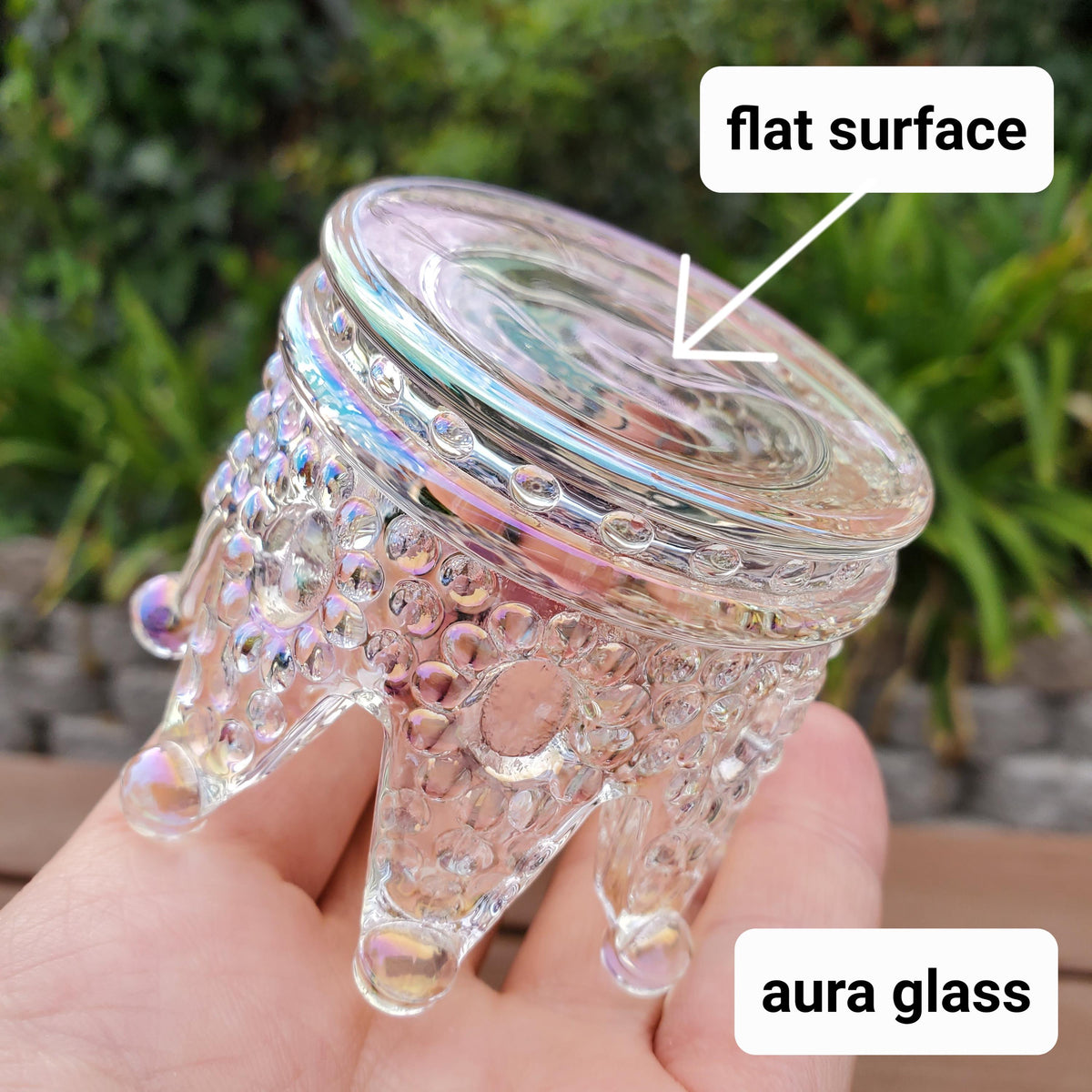 Crown Glass Stand | Will Hold Any 2" to 4" Sphere - Stand ONLY - Crystal Ball Stand Holder Display for Trinkets - With or without Aura