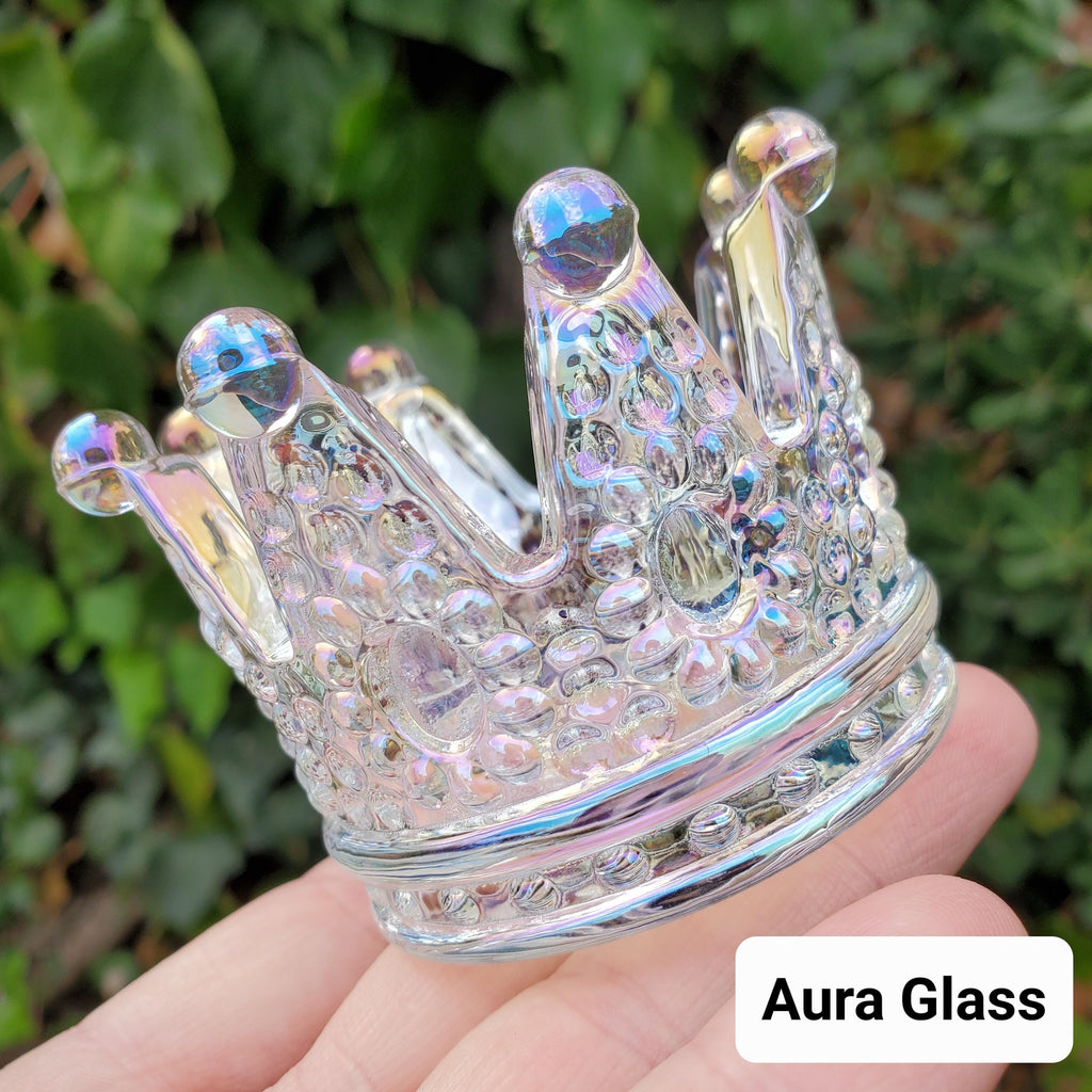 Crown Glass Stand | Will Hold Any 2" to 4" Sphere - Stand ONLY - Crystal Ball Stand Holder Display for Trinkets - With or without Aura