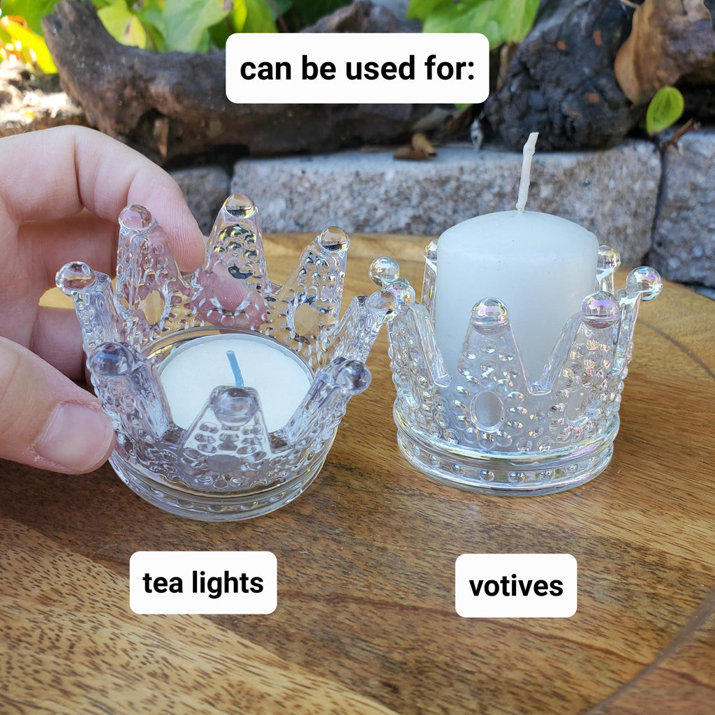 Crown Glass Stand | Will Hold Any 2" to 4" Sphere - Stand ONLY - Crystal Ball Stand Holder Display for Trinkets - With or without Aura