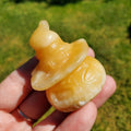 Orange Calcite Pumpkin with Witch Hat - Confidence, Self-Esteem, Creative & Sexual Energy - Calcite Crystal Pumpkin Halloween Gemstone