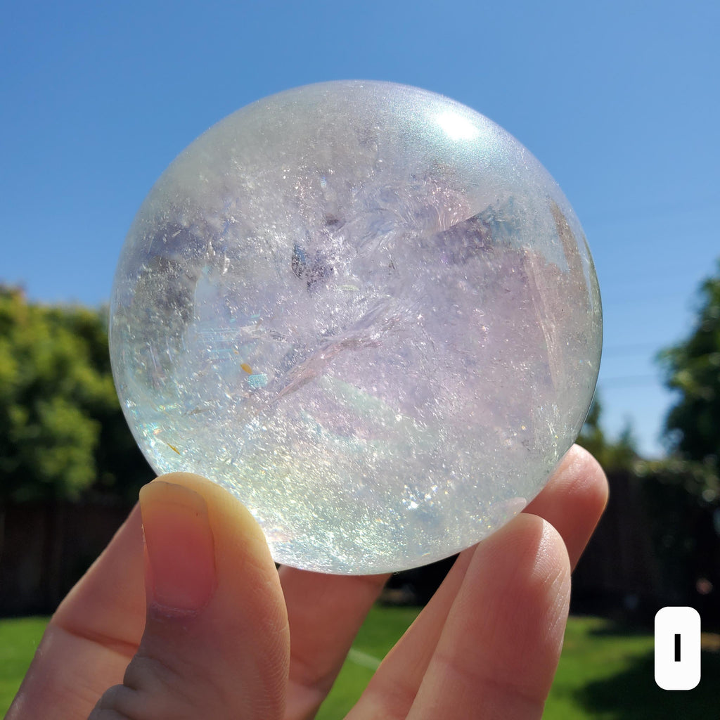 Aura Quartz Sphere - Counteracts Negative Energy, Magnifies Positive Energy, Cleanses Aura - Angel Quartz Crystal Ball Healing Gemstone