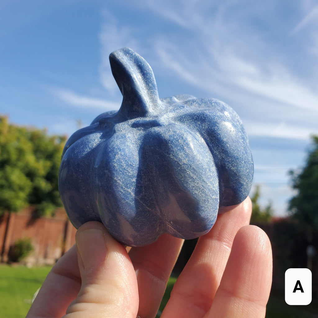Chunky Blue Aventurine Pumpkin - Inner Strength, Self-Discipline, Communication - Aventurine Crystal Pumpkin Healing Gemstone Halloween