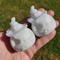White Jade Pumpkin with Witch Hat - Peaceful, Calm, Love Energy - 2.25" White Jack O Lantern Carving Healing Gemstones Halloween