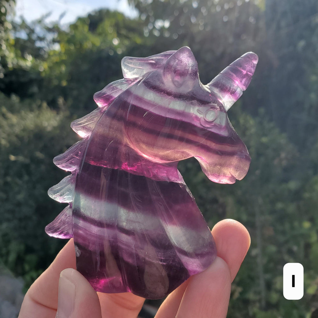 Chunky Rainbow Fluorite Unicorn - Stability, Concentration, Protection - Fluorite Carved Crystal Unicorn Healing Gemstone