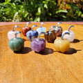 10pc Mini Pumpkin Halloween Set - Yellow Jade, Amethyst, Rose Quartz, Opalite, Jasper, etc - Cute Little Pumpkin Decoration for Halloween