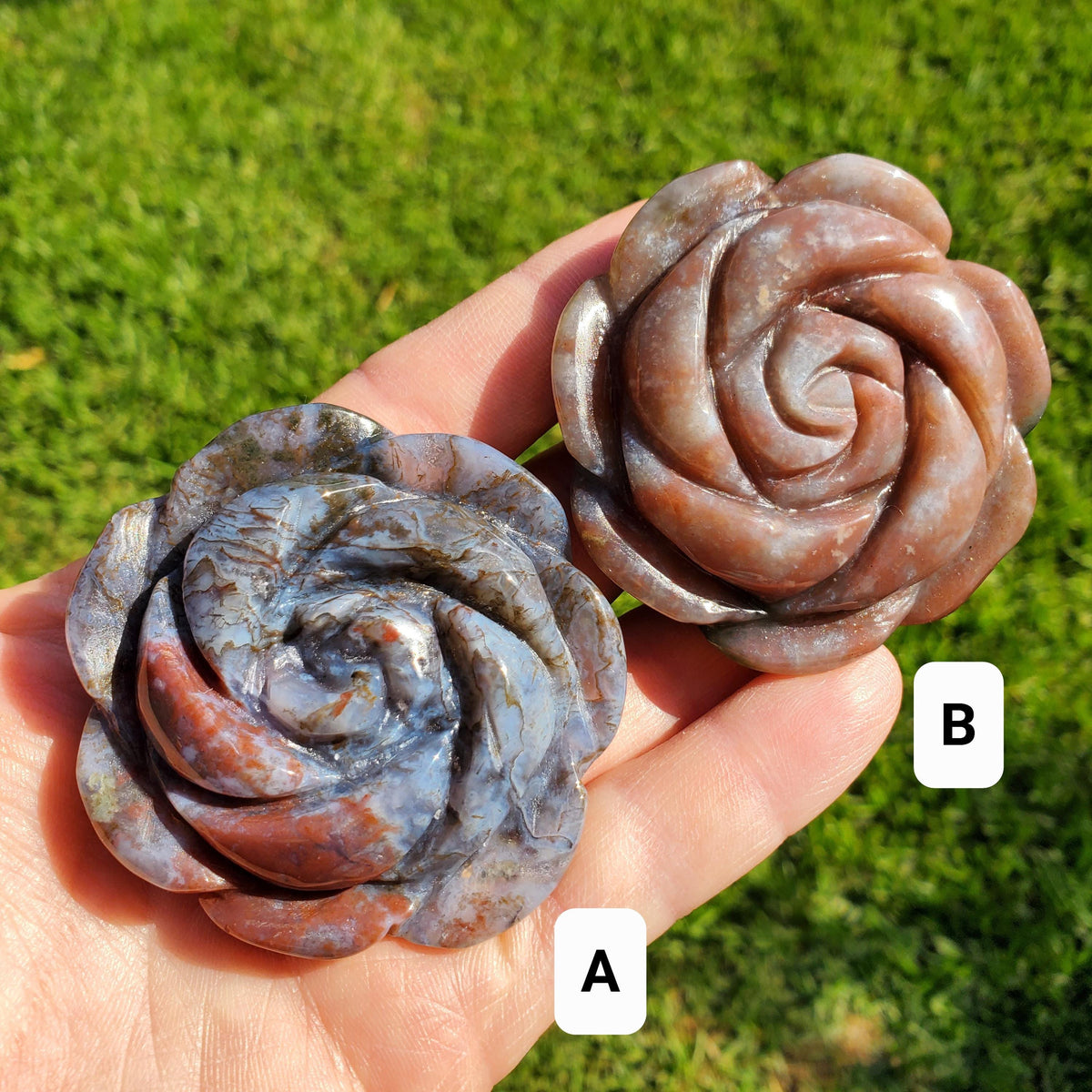 Ocean Jasper Flower - Strength, Renewal, Tranquility - Jasper Crystal Rose Carving Healing Crystals Gemstones