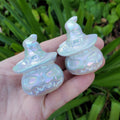 Aura White Jade Pumpkin - Peaceful, Calm, Love Energy, Positive Energy - White Pumpkin Crystal Carving Healing Gemstone Halloween