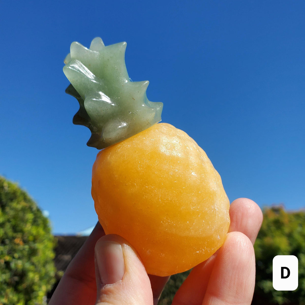 Orange Calcite Pineapple with Green Aventurine - Confidence, Self-Esteem, Creative & Sexual Energy, Luck - Crystal Pineapple Gemstone