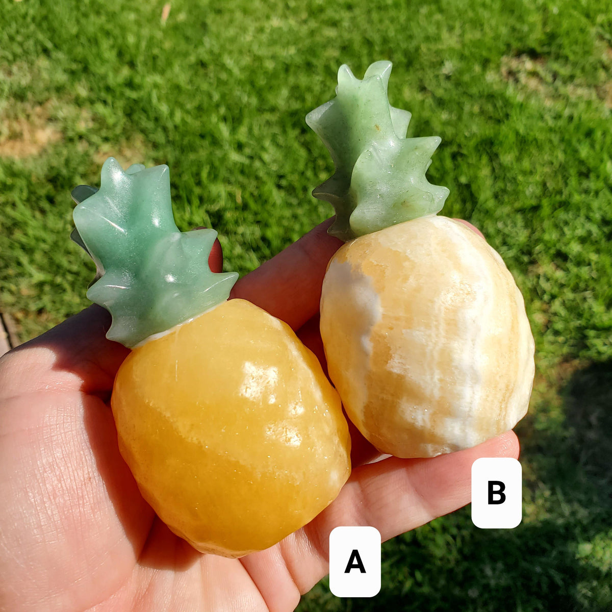 Orange Calcite Pineapple with Green Aventurine - Confidence, Self-Esteem, Creative & Sexual Energy, Luck - Crystal Pineapple Gemstone