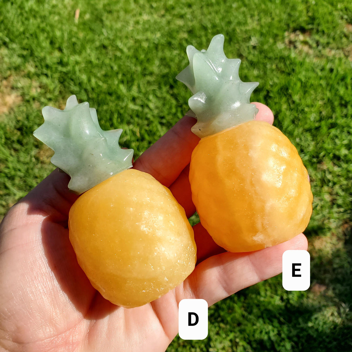 Orange Calcite Pineapple with Green Aventurine - Confidence, Self-Esteem, Creative & Sexual Energy, Luck - Crystal Pineapple Gemstone