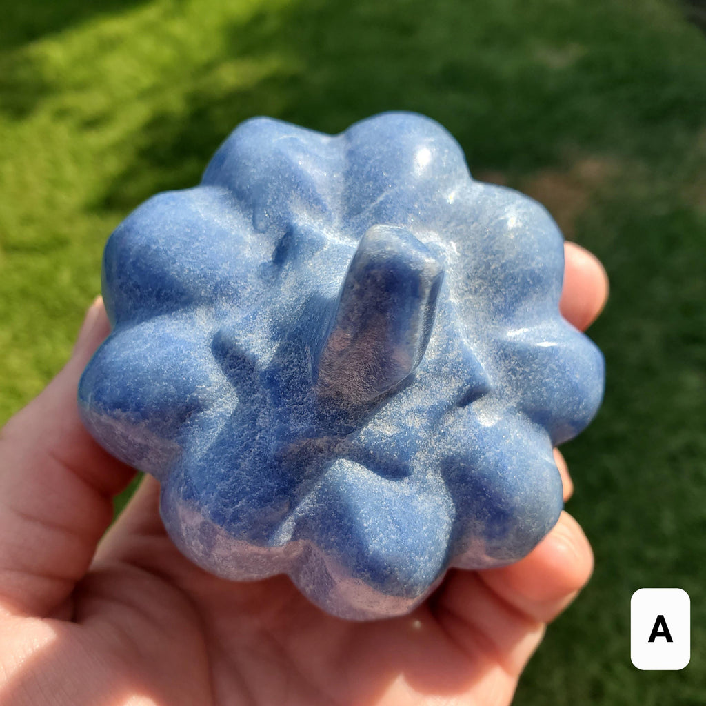 Chunky Blue Aventurine Pumpkin - Inner Strength, Self-Discipline, Communication - Aventurine Crystal Pumpkin Healing Gemstone Halloween