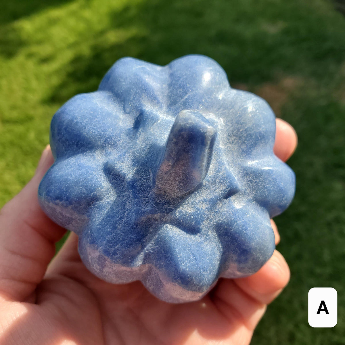 Chunky Blue Aventurine Pumpkin - Inner Strength, Self-Discipline, Communication - Aventurine Crystal Pumpkin Healing Gemstone Halloween