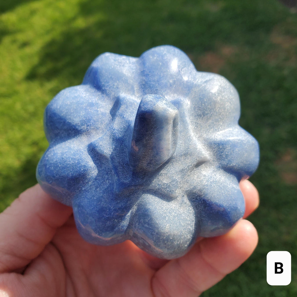Chunky Blue Aventurine Pumpkin - Inner Strength, Self-Discipline, Communication - Aventurine Crystal Pumpkin Healing Gemstone Halloween
