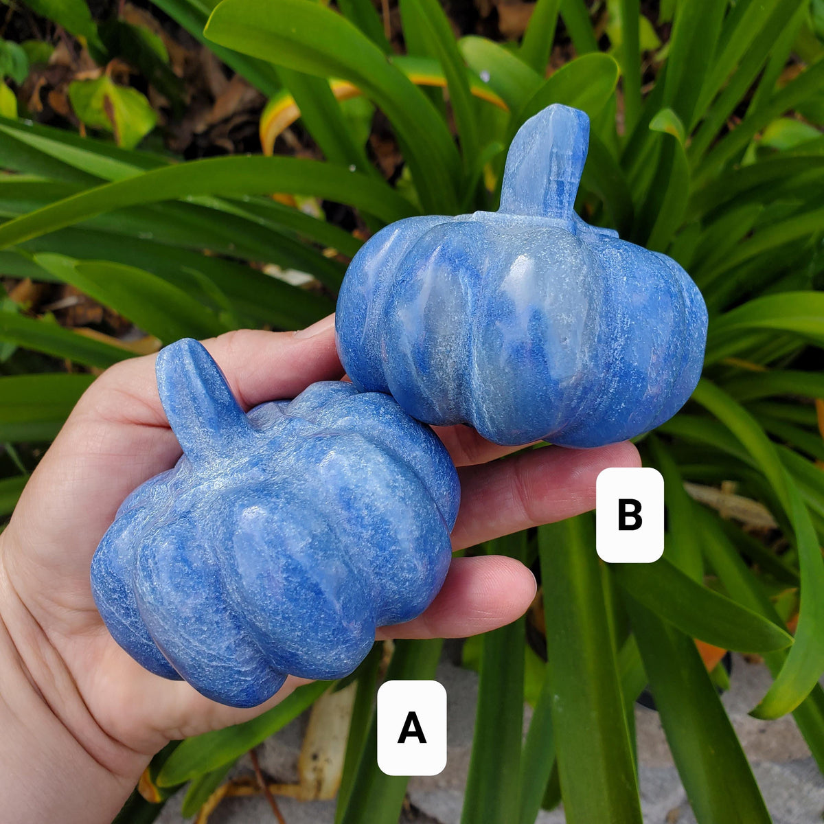 Chunky Blue Aventurine Pumpkin - Inner Strength, Self-Discipline, Communication - Aventurine Crystal Pumpkin Healing Gemstone Halloween