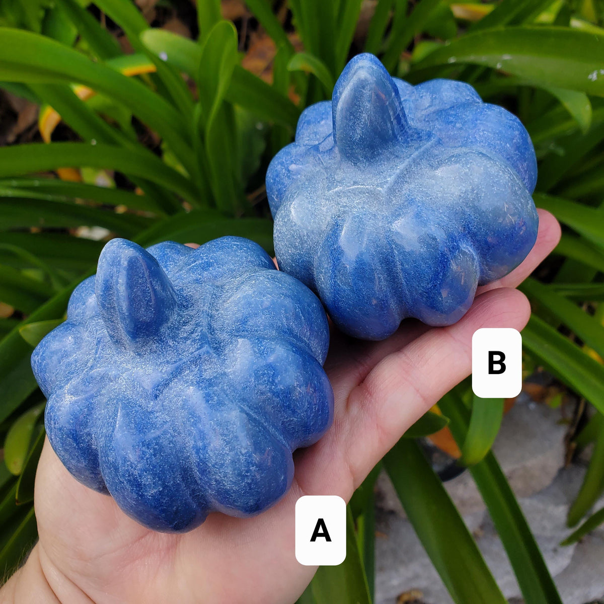 Chunky Blue Aventurine Pumpkin - Inner Strength, Self-Discipline, Communication - Aventurine Crystal Pumpkin Healing Gemstone Halloween
