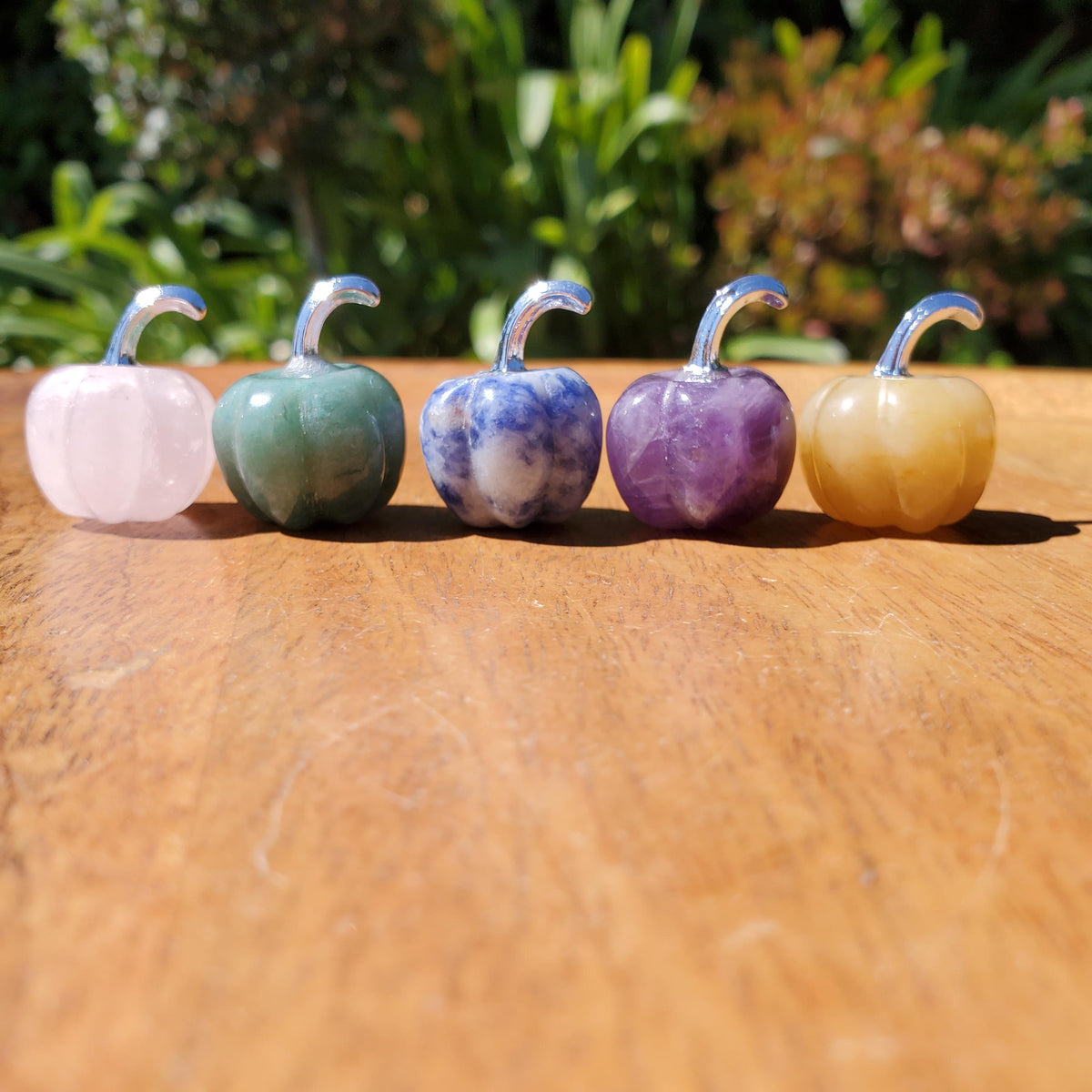 10pc Mini Pumpkin Halloween Set - Yellow Jade, Amethyst, Rose Quartz, Opalite, Jasper, etc - Cute Little Pumpkin Decoration for Halloween