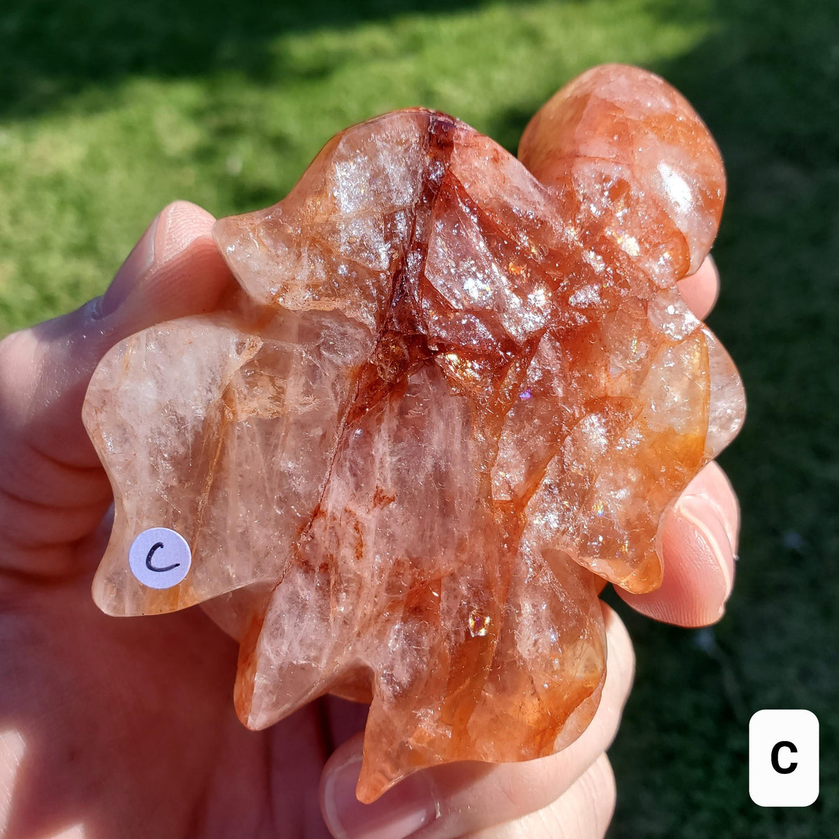 Flashy Fire Quartz Turtle - Energizing, Motivation, Vitality, Reflection, Renewal - Crystal Turtle Carving Healing Gemstone Decor