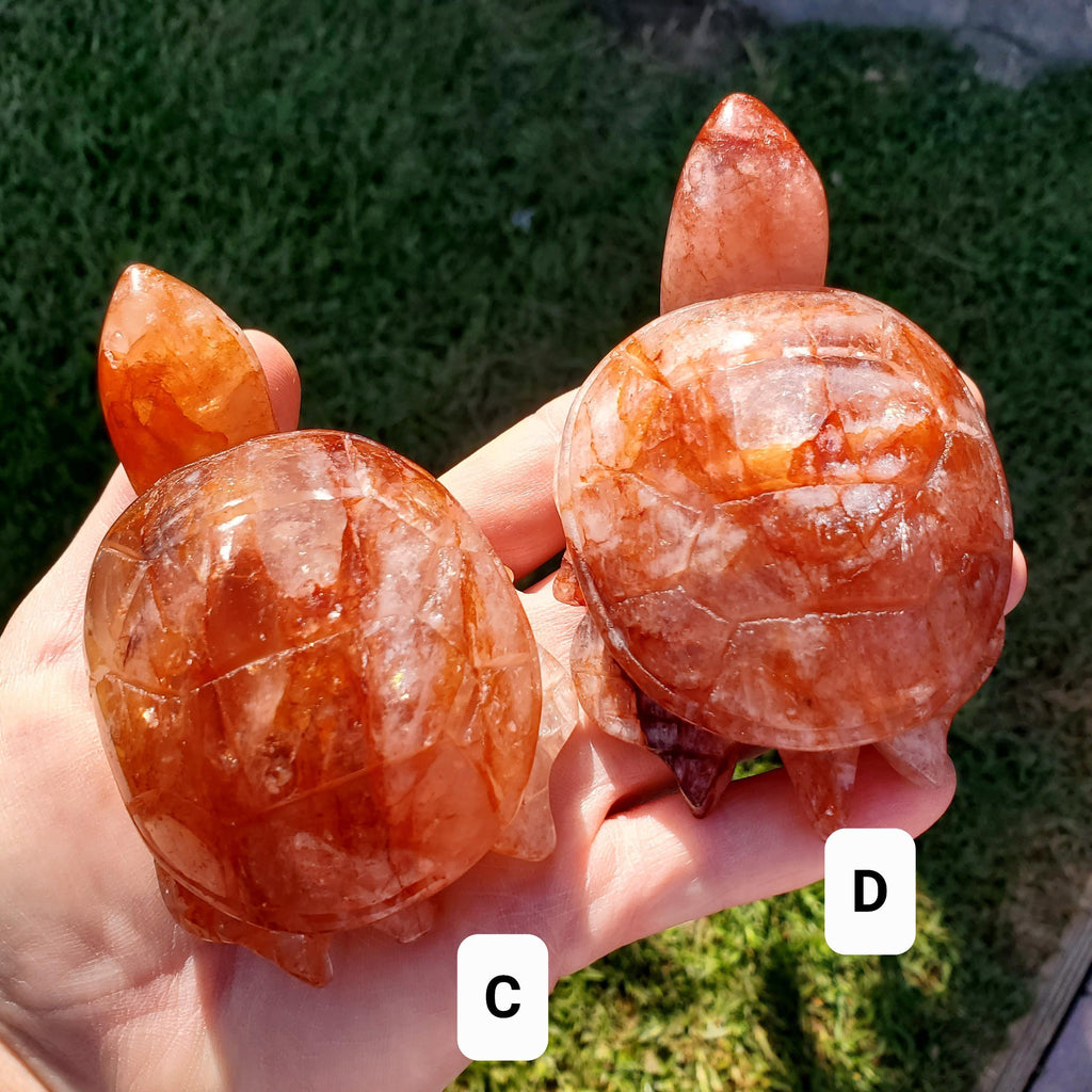 Flashy Fire Quartz Turtle - Energizing, Motivation, Vitality, Reflection, Renewal - Crystal Turtle Carving Healing Gemstone Decor