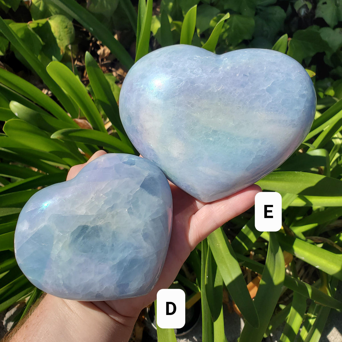 Aura Blue Calcite Heart on Stand - Soothing, Transmutes Negativity, Protective, Dream Recall - Calcite Crystal Heart Healing Gemstones