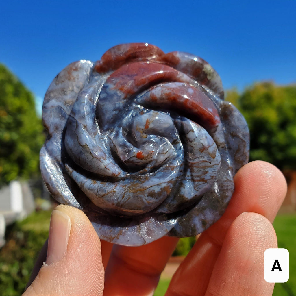 Ocean Jasper Flower - Strength, Renewal, Tranquility - Jasper Crystal Rose Carving Healing Crystals Gemstones