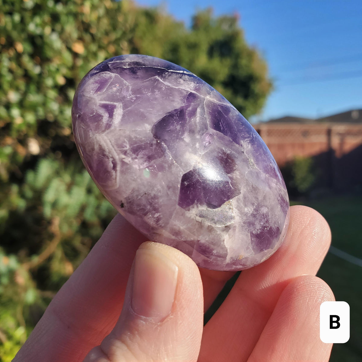 Dream Amethyst Crystal Palm Stone - Calming, Energetic Protection, Positivity, Spiritual Connection - Purple Amethyst Palm Crystal Gemstone