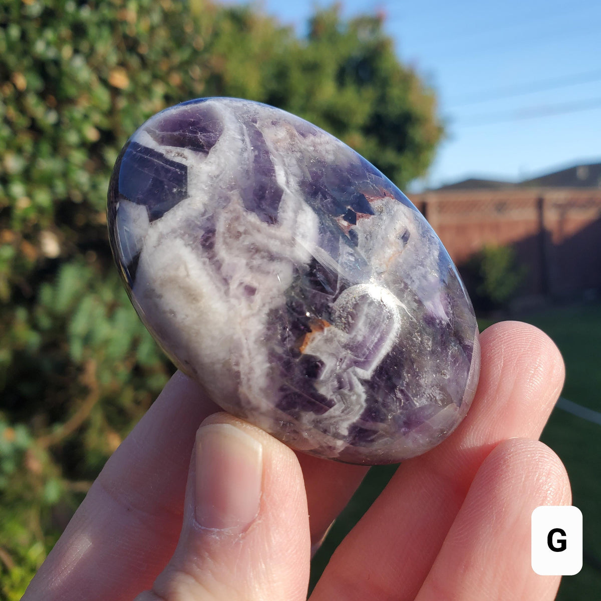 Dream Amethyst Crystal Palm Stone - Calming, Energetic Protection, Positivity, Spiritual Connection - Purple Amethyst Palm Crystal Gemstone