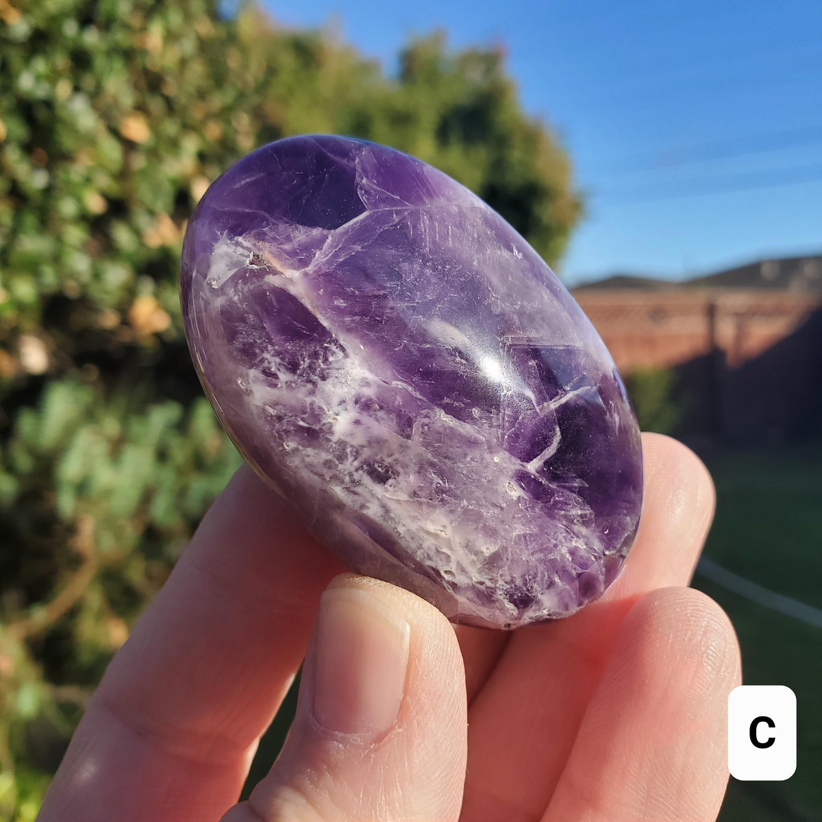 Dream Amethyst Crystal Palm Stone - Calming, Energetic Protection, Positivity, Spiritual Connection - Purple Amethyst Palm Crystal Gemstone