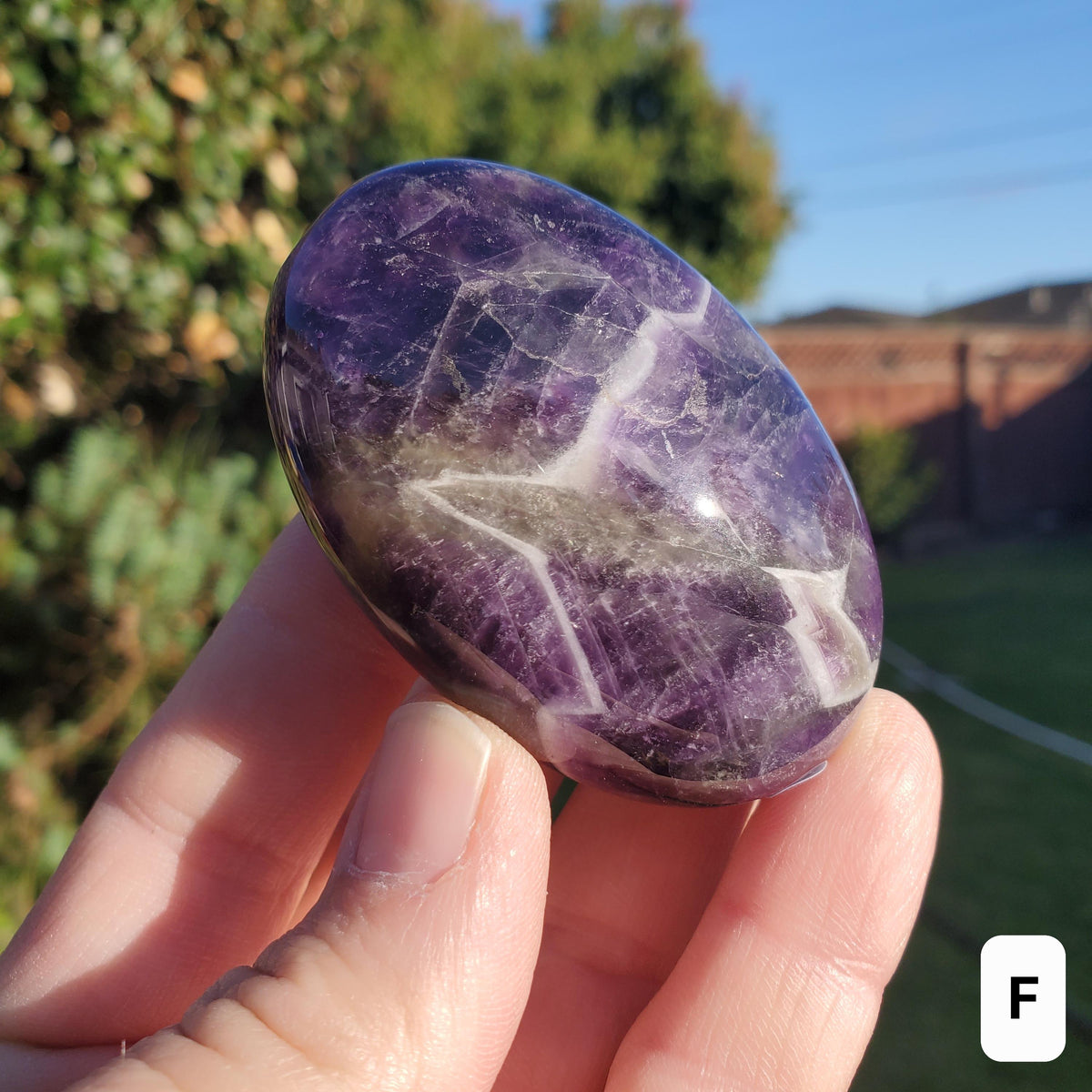 Dream Amethyst Crystal Palm Stone - Calming, Energetic Protection, Positivity, Spiritual Connection - Purple Amethyst Palm Crystal Gemstone