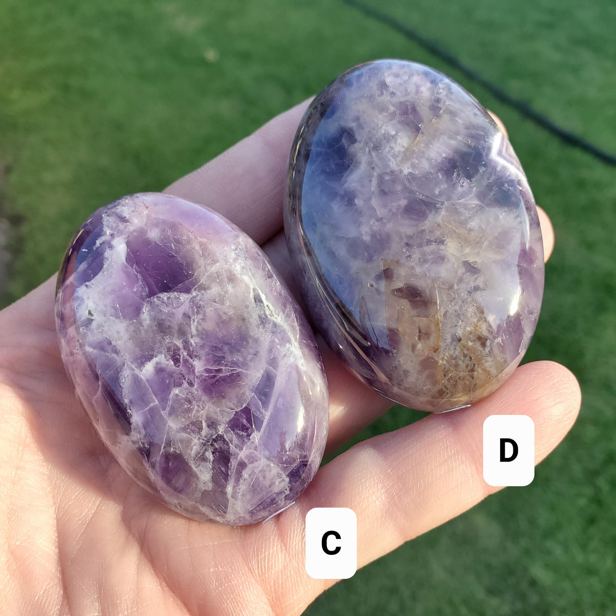 Dream Amethyst Crystal Palm Stone - Calming, Energetic Protection, Positivity, Spiritual Connection - Purple Amethyst Palm Crystal Gemstone