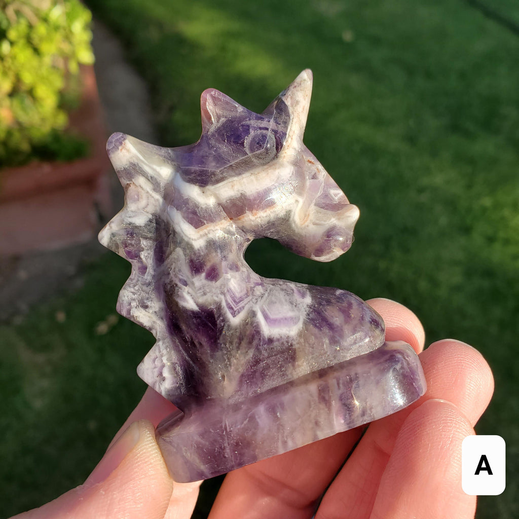Small Dream Amethyst Unicorn - Calming, Energetic Protection, Positivity, Divine Love - Purple Amethyst Crystal Unicorn Healing Gemstones
