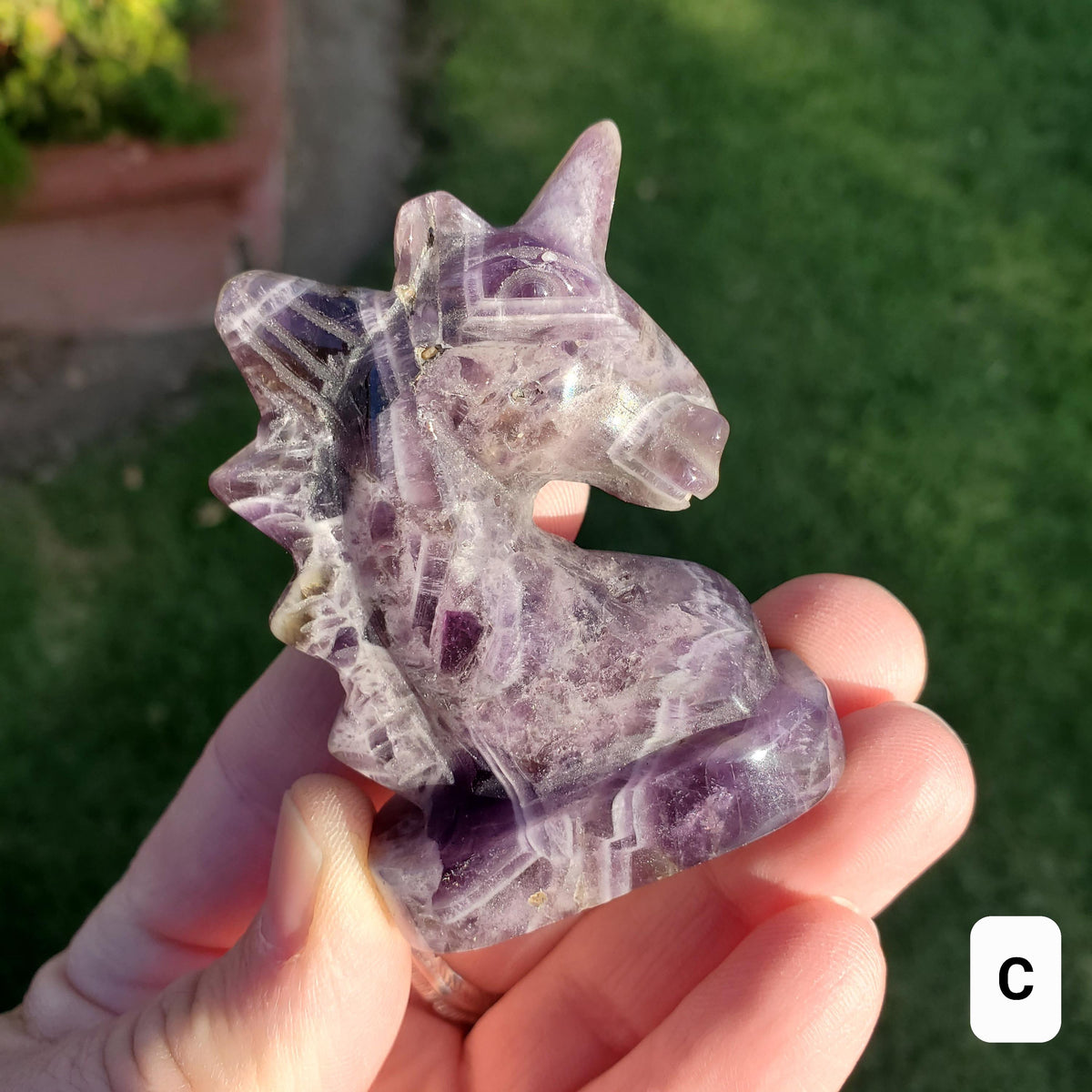 Small Dream Amethyst Unicorn - Calming, Energetic Protection, Positivity, Divine Love - Purple Amethyst Crystal Unicorn Healing Gemstones