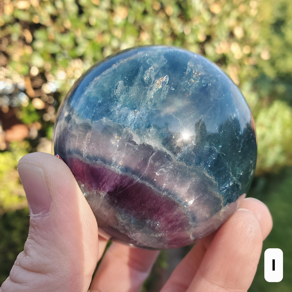 Flashy Rainbow Fluorite Spheres - Stability, Concentration, Protection - Fluorite Healing Balancing Crystals Gemstones Crystal Ball