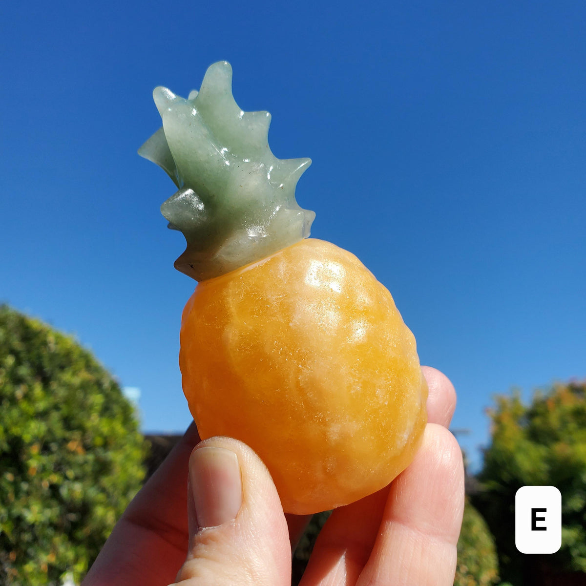 Orange Calcite Pineapple with Green Aventurine - Confidence, Self-Esteem, Creative & Sexual Energy, Luck - Crystal Pineapple Gemstone