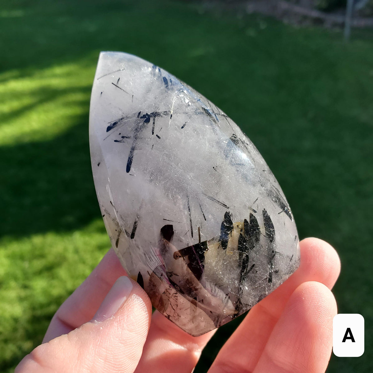 Tourmaline in Quartz Flames - Magnification, Clarity, EMF Protection - Tourmalinated Quartz Crystal Free Form Healing Gemstones