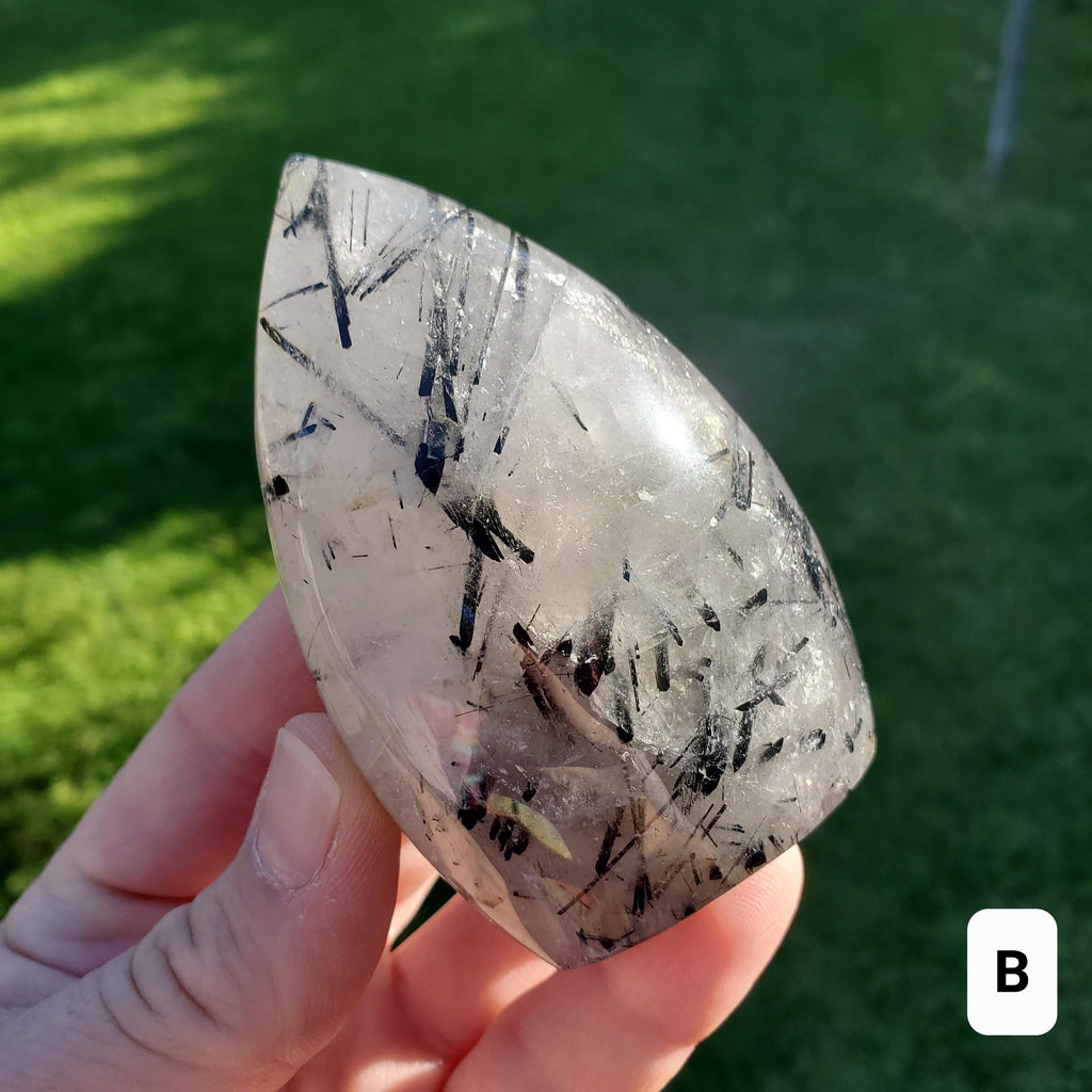 Tourmaline in Quartz Flames - Magnification, Clarity, EMF Protection - Tourmalinated Quartz Crystal Free Form Healing Gemstones