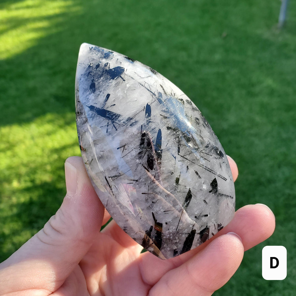 Tourmaline in Quartz Flames - Magnification, Clarity, EMF Protection - Tourmalinated Quartz Crystal Free Form Healing Gemstones