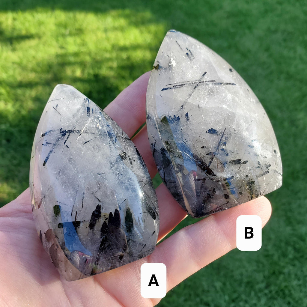 Tourmaline in Quartz Flames - Magnification, Clarity, EMF Protection - Tourmalinated Quartz Crystal Free Form Healing Gemstones