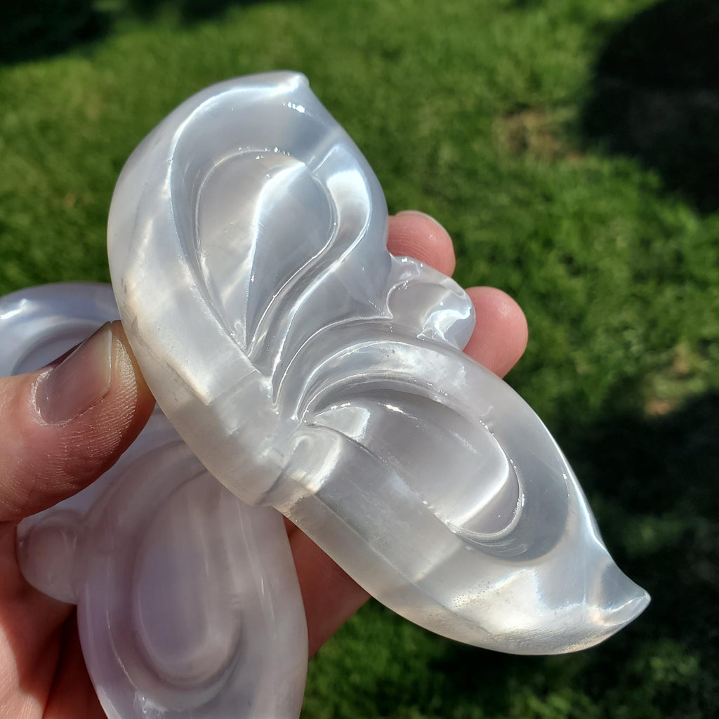 Selenite Butterfly Wings on Stand - Tranquility, Blessings, Love & Light - Satin Spar Selenite Wings Healing Stone Crystals