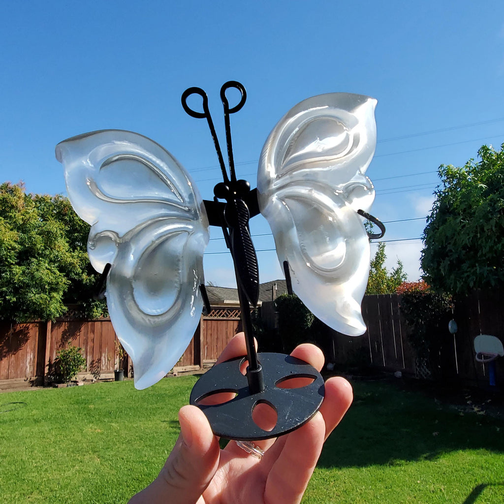 Selenite Butterfly Wings on Stand - Tranquility, Blessings, Love & Light - Satin Spar Selenite Wings Healing Stone Crystals