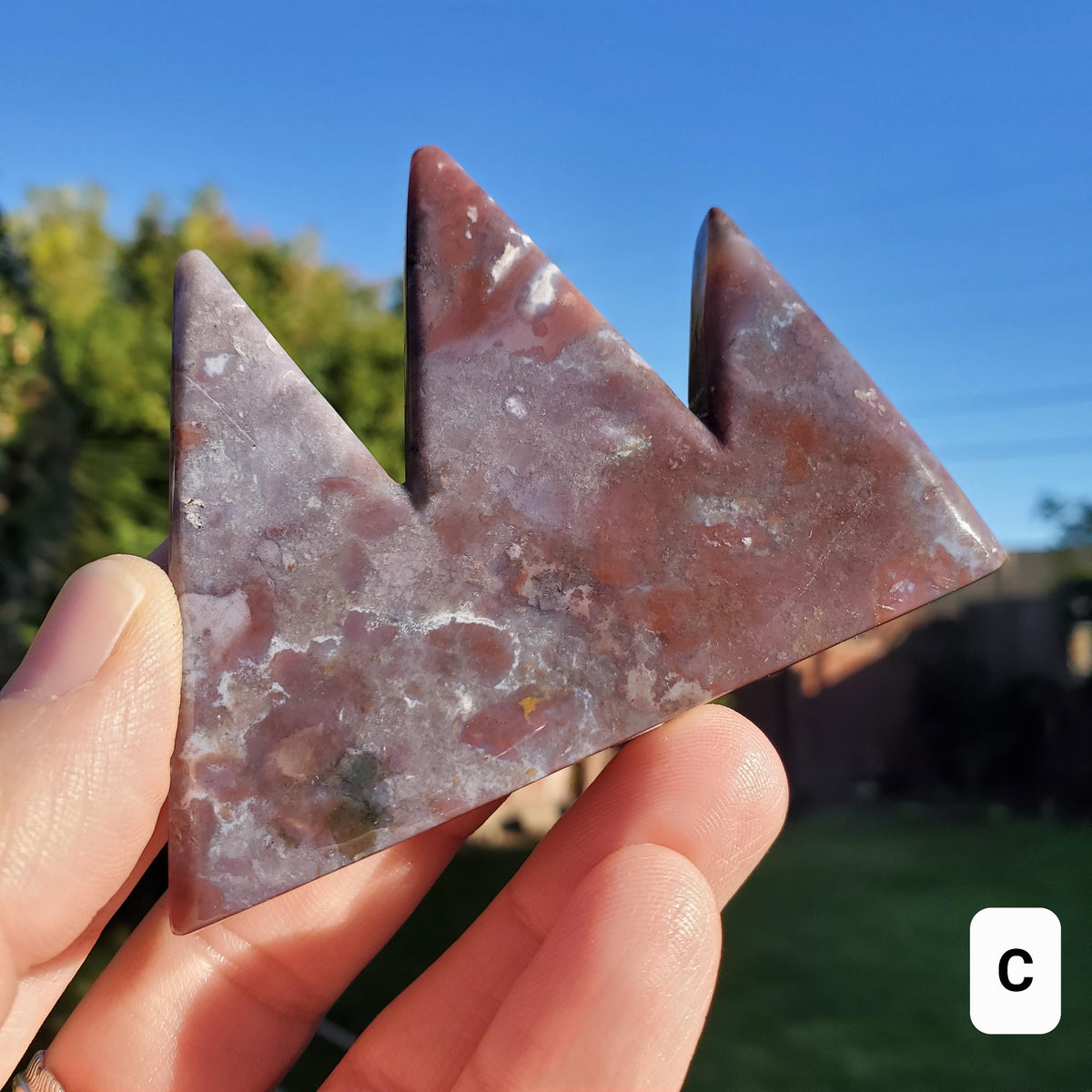 Ocean Jasper Mountain Carving - Strength, Renewal, Tranquility - Jasper Crystal Mountain Range Healing Crystals Gemstones