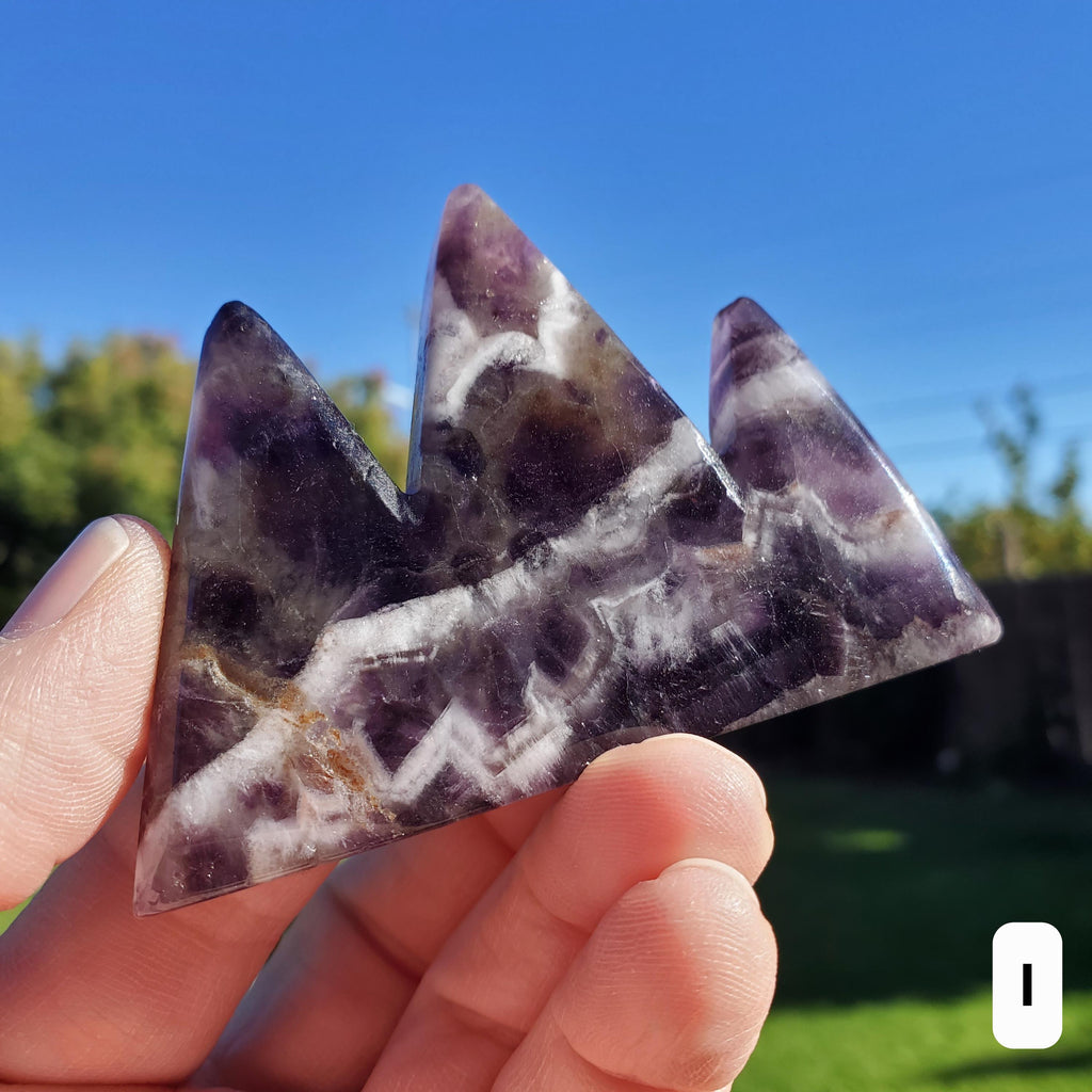 Dream Amethyst Mountain Carving - Calming, Energetic Protection, Positivity, Divine Love - Purple Amethyst Crystal Scenic Landscape Gem