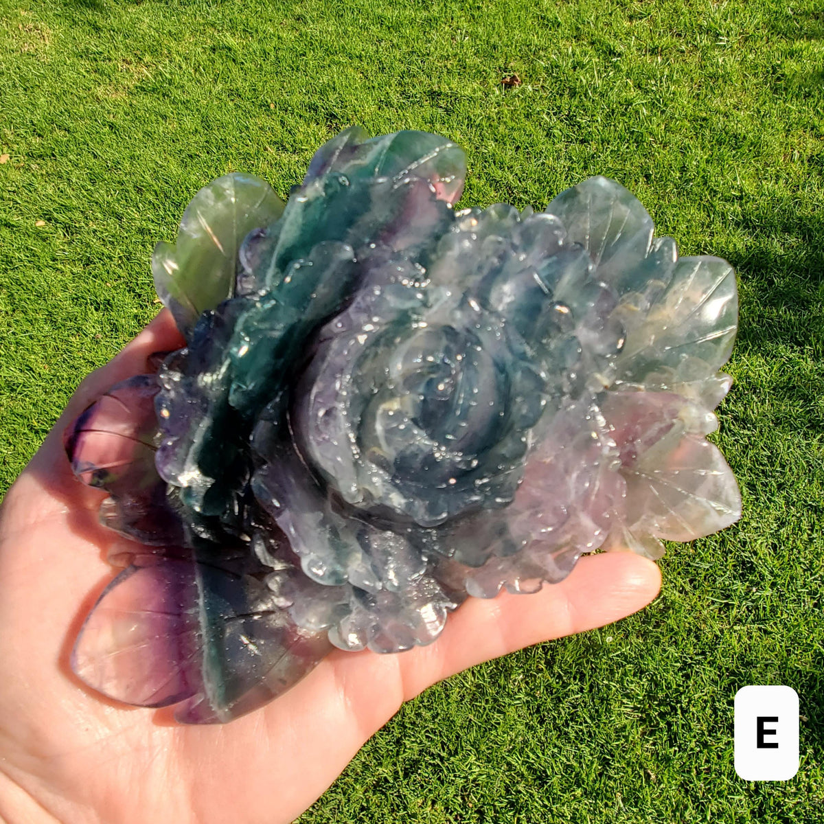 Big Rainbow Fluorite Standing Flower - Mental Clarity, Stability, Concentration, Protection - Fluorite Healing Crystals Gemstones