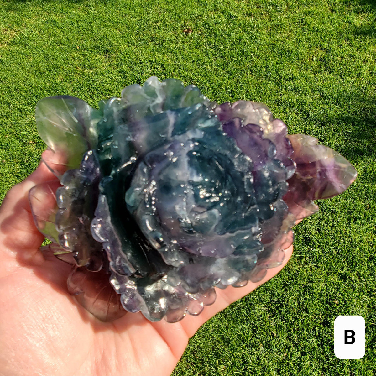 Big Rainbow Fluorite Standing Flower - Mental Clarity, Stability, Concentration, Protection - Fluorite Healing Crystals Gemstones